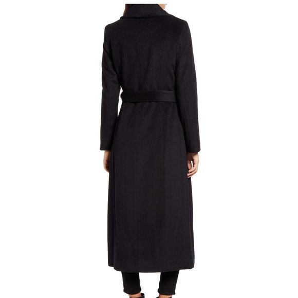 $550 COLE HAAN SIGNATURE Slick Wool Blend Wrap Coat BLACK WARM SIZE 4 - Picture 3 of 10